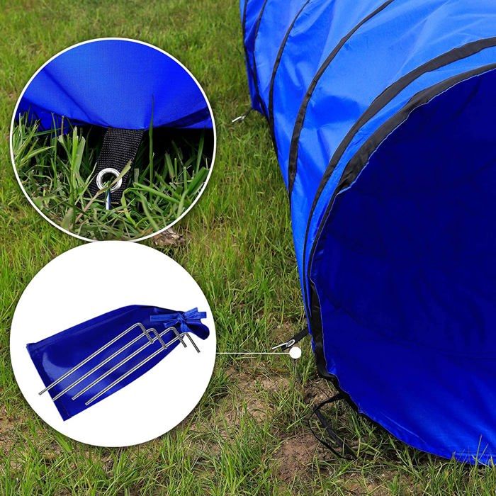 Dibea Tunnel dagility pour chien 200 x 40 cm – pliable sac de transport et sardines