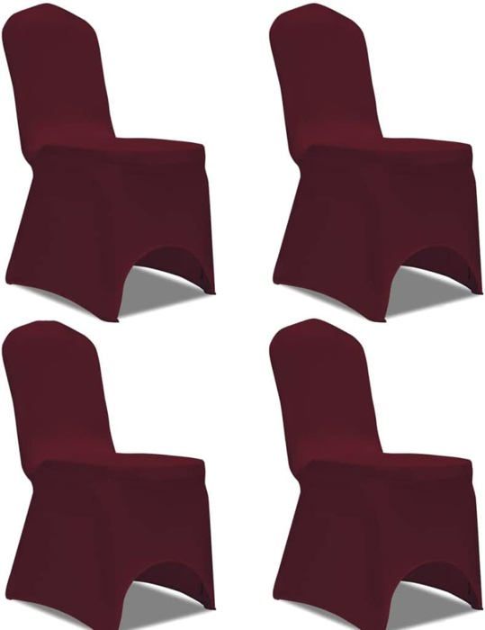 Lot De 50 Housses De Chaises VEVOR Extensibles | Pour Mariage, Banquet, Salle à Manger | Tissu Polyester/élasthanne Infroissable | Rouge | Dimensions Max 51x45x95 Cm