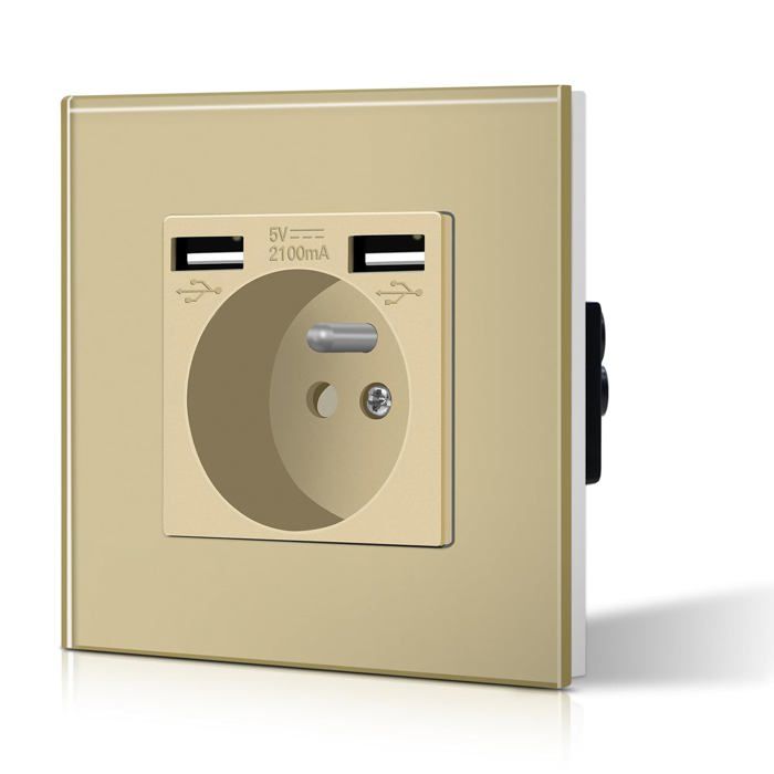 BSEED Prise Murale Verre 2 Paquets - Prise De Courant Française 16A 250V Avec Griffes, Design Moderne Pour Maison, Bureau Et Hôtel