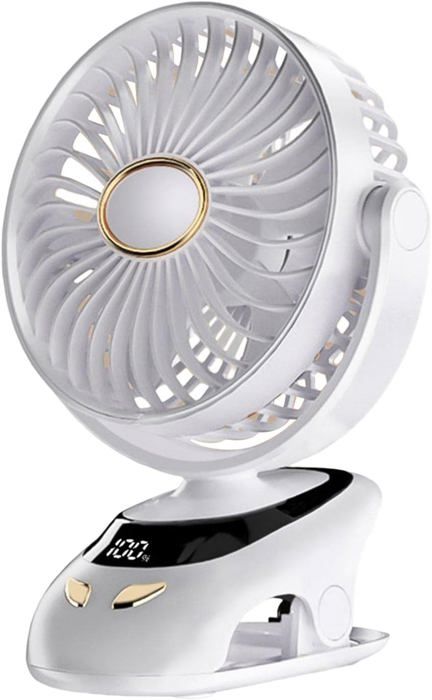 Ventilateur De Table Clipable RUHHY - Sans Fil, Rechargeable USB, Portable - Blanc