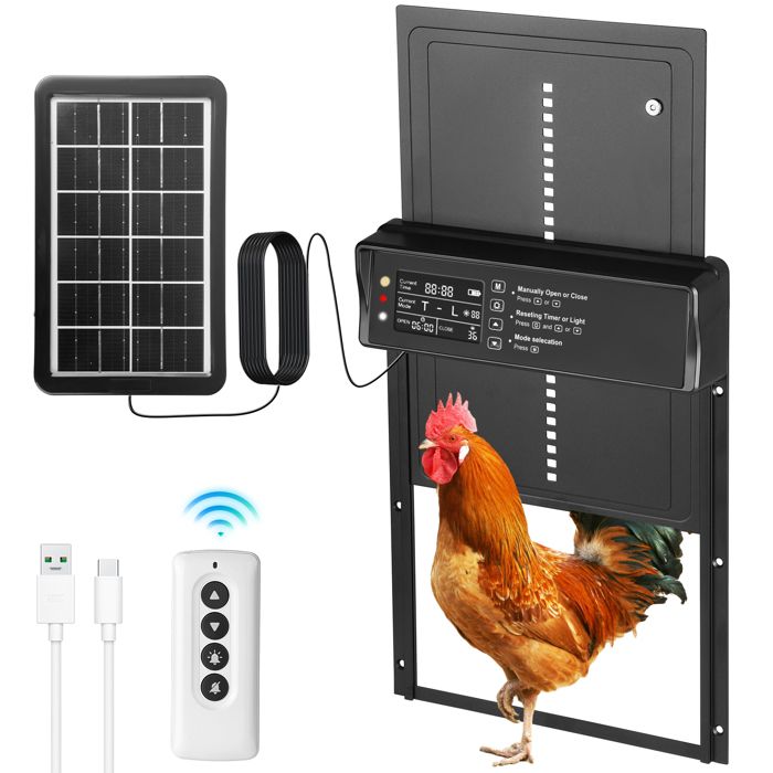 Meilleurs prix pour TTLIFE Porte Automatique Poulailler Solaire, 2024 Aluminium Trappe Poulailler Automatique avec Écran LCD Programmable, Télécommande