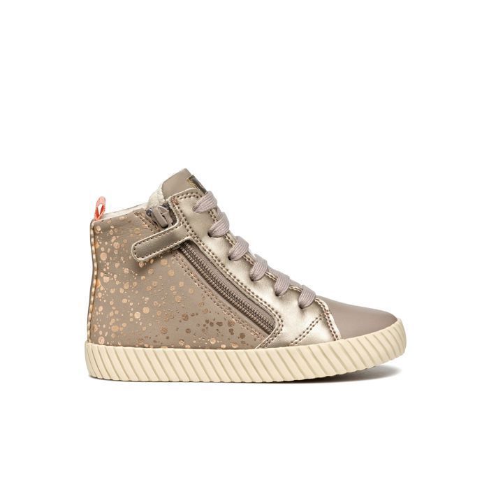 Geox Geox Mirroless Femme - Baskets cuir beige respirantes et imperméables semelle caoutchouc