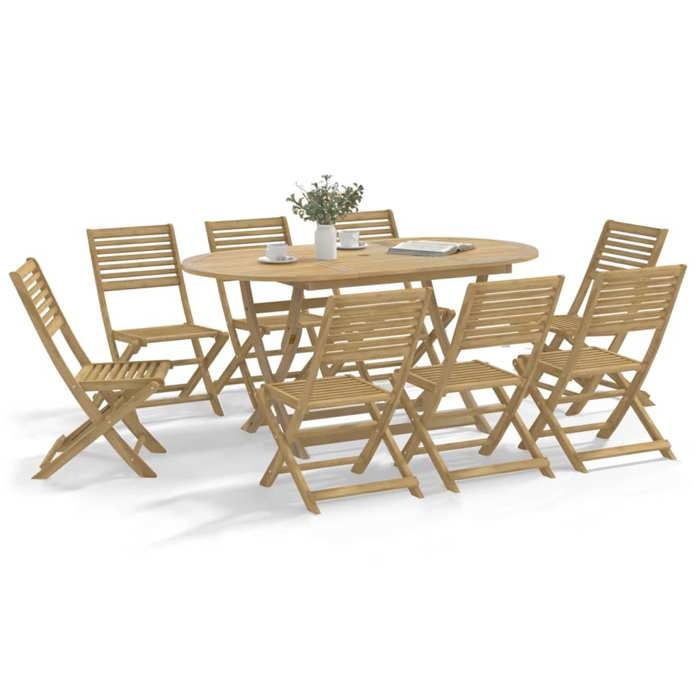 vidaXL Chaises pliables de jardin lot de 8 bois massif d'acacia chaise de jardin en bois chaise pliable meuble 3214229 - vue 2