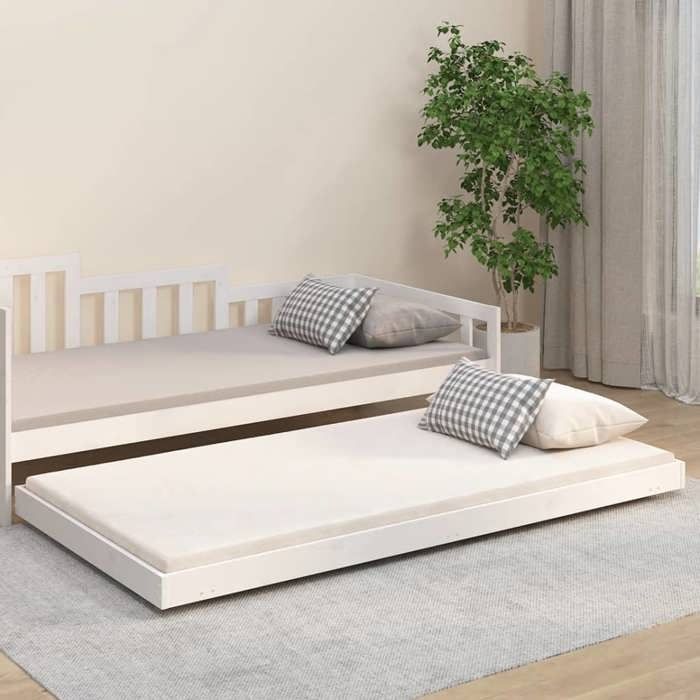 SALE 2025Structure/Cadre de lit - Lit 1 personne - blanc 100x200 cm - bois de pin massif 15.59 Kg 3531