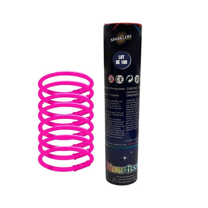 Lot De 100 Bracelets Lumineux Fluo – 5 Couleurs + 100 Connecteurs – SPARKLERS CLUB