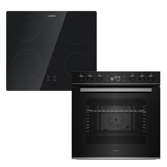 Klarstein ControlSync Ensemble Four encastrable capacité 72 L & Plaque de cuisson à induction 4 zones 7200 W Noir