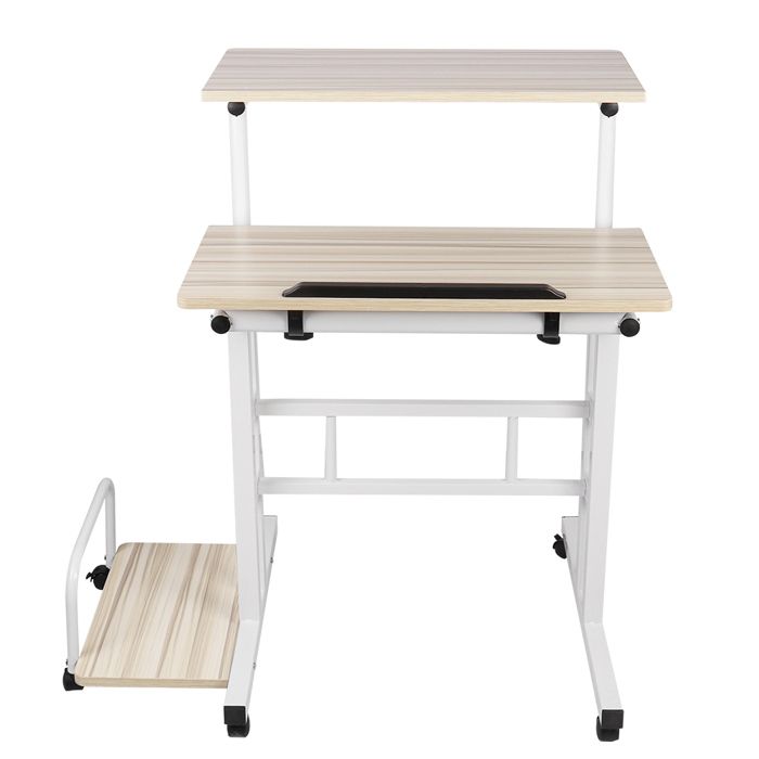Amiremplie MEUBLE MULTIMEDIA 82*60*67-115cm bureau dordinateur (avec plateau de console) Hauteur réglable couleur érable blanc