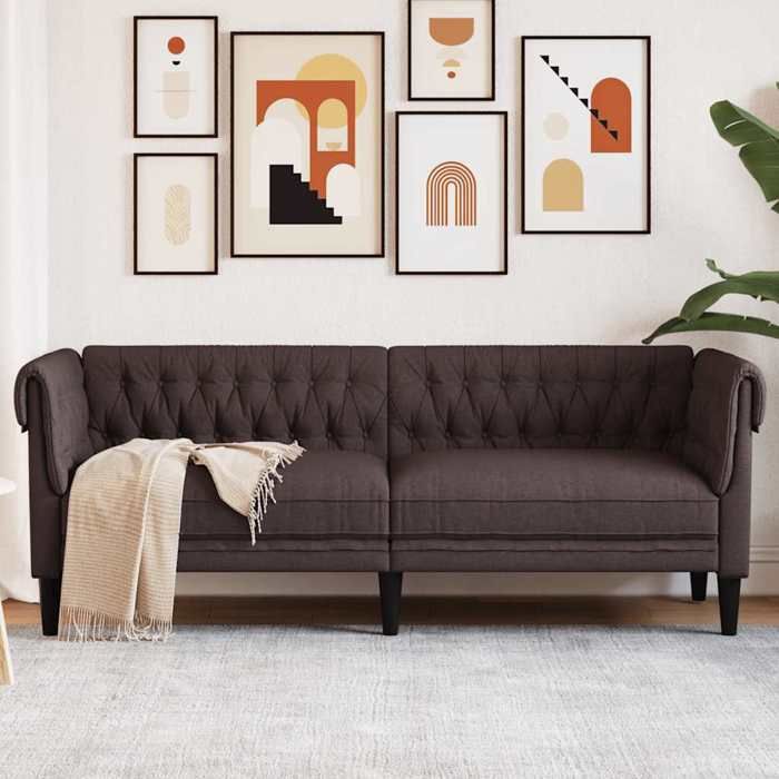 Canapé Chesterfield de luxe - SWEETY - 3 places - marron foncé tissu LV2035