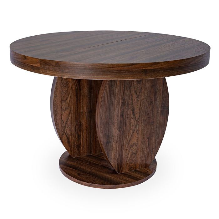 MENZZO Table ovale extensible L110-260cm Icarios avec pieds design Bois Noyer - table à manger Sans rallonge : L110 x P100 x H76