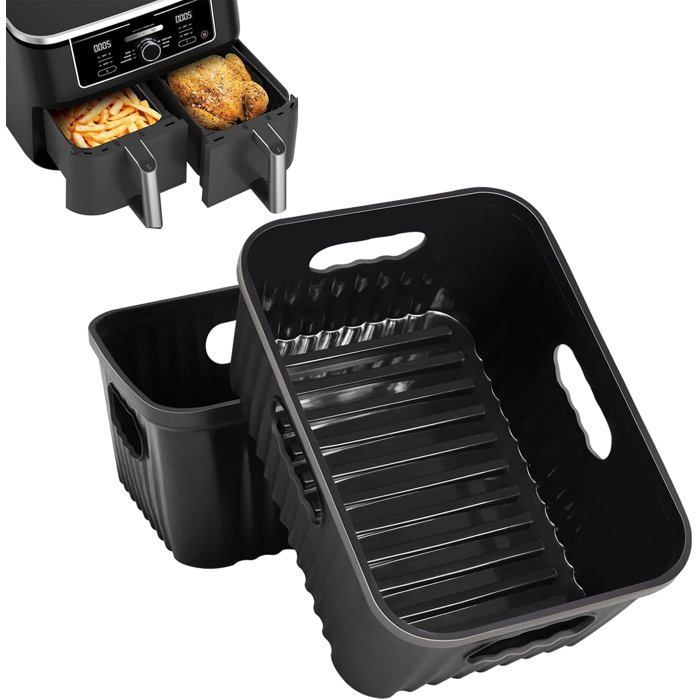 13 Pièces Accessoires Air Fryer Ninja – Moule Silicone Dual Zone AF300 AF400, Papier Cuisson, Gants, Brosse