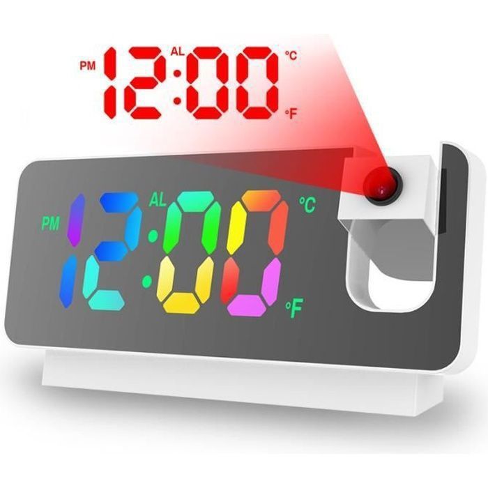 Radio Réveil LED - GAGAFEEL - Projection HD - Thermomètre - Miroir