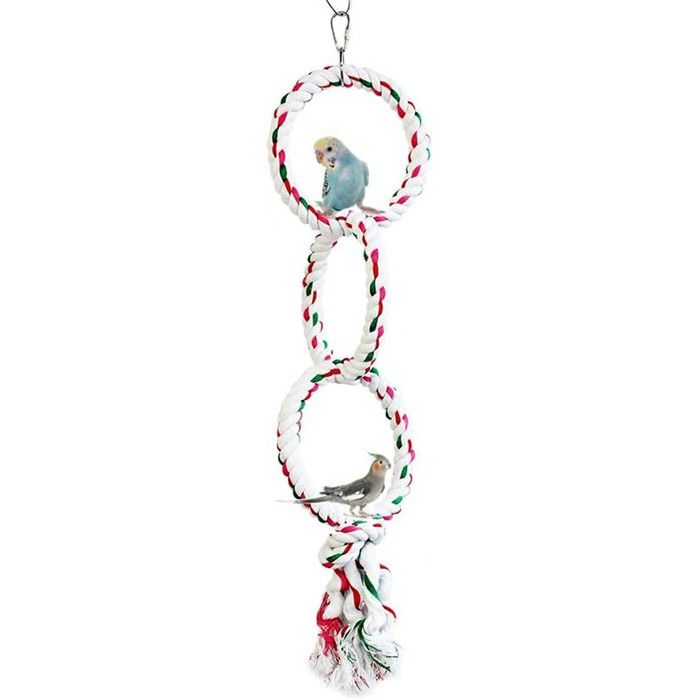 Jouet pour Oiseaux Perruche Anneau de Balançoire Perroquet Perchoir en Corde de Coton Parrot Jouets à Mâcher pour Conure calopsitte