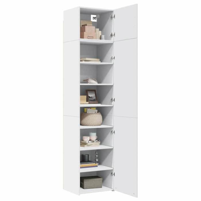 Armoire de rangement mince - vidaXL - 50x42 5x225 cm - Blanc - Bois dingénierie - 8 compartiments - Économie d’espace