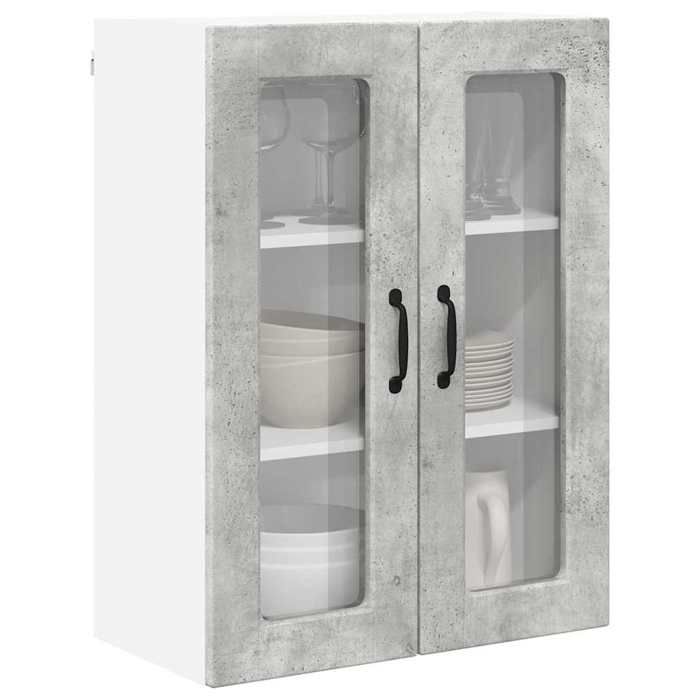 Meuble mural de cuisine - vidaXL - Gris béton - 60x31x80 cm - Bois dingénierie - 3 étagères - 2 portes