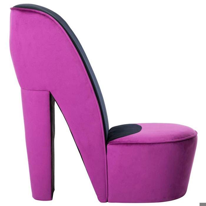 Bestseller Chaise - BURKE - 1 PC - Fauteuil SIMPLE - en forme de chaussure à talon haut Violet Velours FF1120