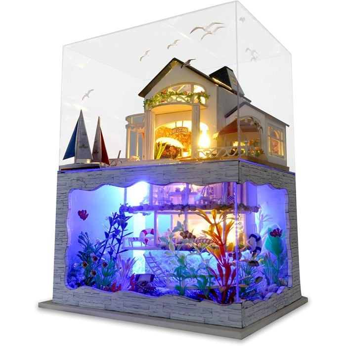 Maison Miniature Cuteefun DIY en Bois avec Outils - Kit Bricolage Hawaï