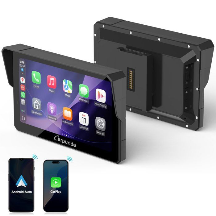 CARPURIDE Autoradio W502BS Pro 5” Moto Écran CarPlay &Android Auto avec BM MotoÉcran tactile étanche IP67，Native Wonder