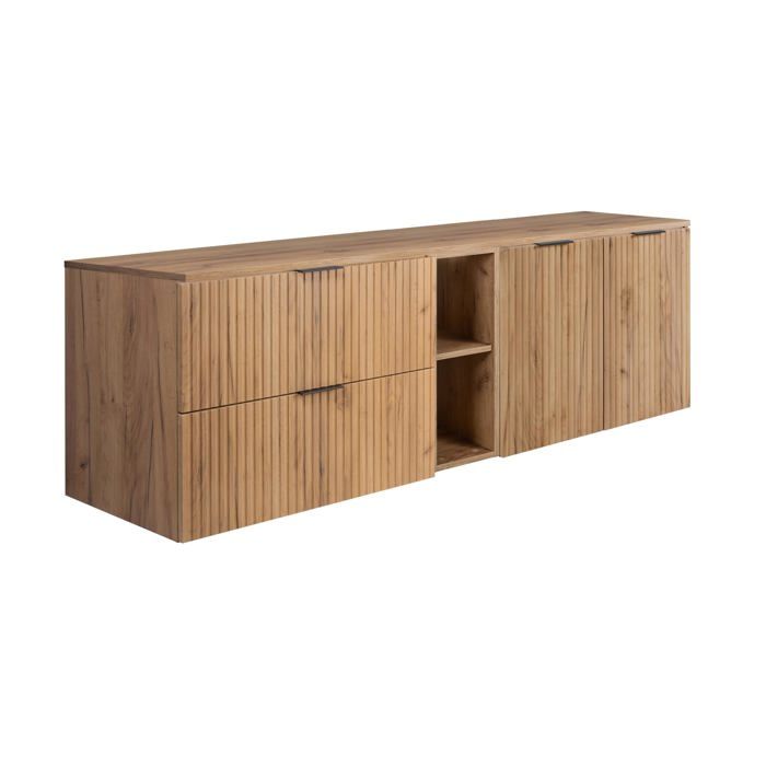 Meuble de salle de bain - Chêne Craft - 57x46x180 cm - Contemporain - Avec tiroirs et portes