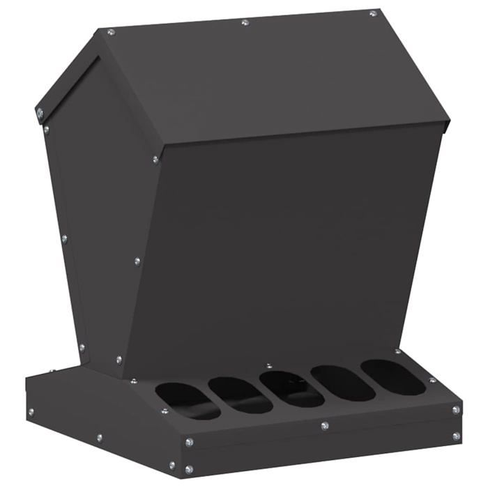 Mangeoire pour poules en acier - vidaXL - 30x30x39 cm - Noir - Acier laminé à froid - Capacité 4 kg