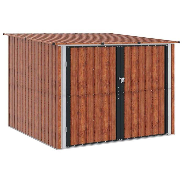 Abri de vélo en métal - vidaXL - Marron - 215x206x157 cm - Double portes - Hasp de cadenas - Assemblage requis