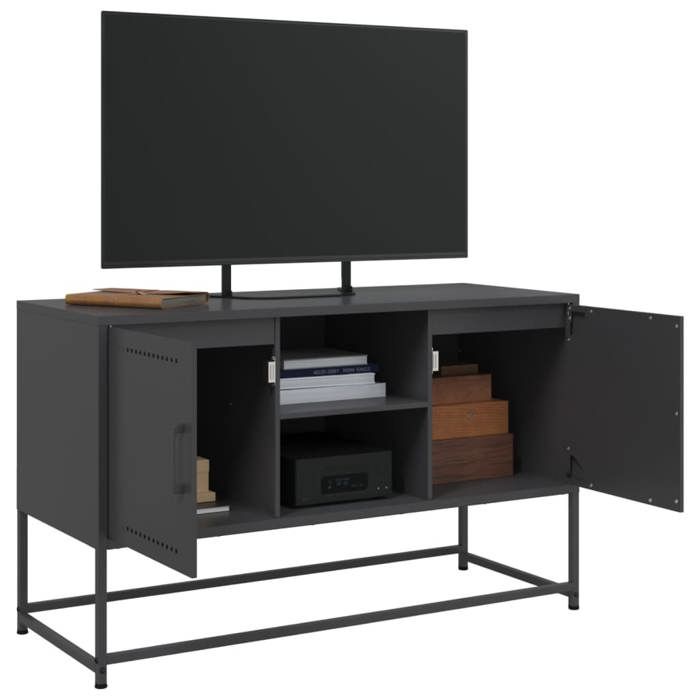 NEUF Armoire TV - Noir - Meuble TV - TABLE TV - noir 100 5x39x60 5 cm - acier TT4737