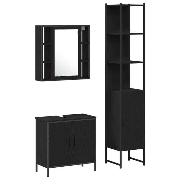 SALE 2026Meubles de salle de bain - WINWIN - Armoire bas/Meuble WC - 3 pcs Noir - bois dingénierie 51.3 Kg 5742193