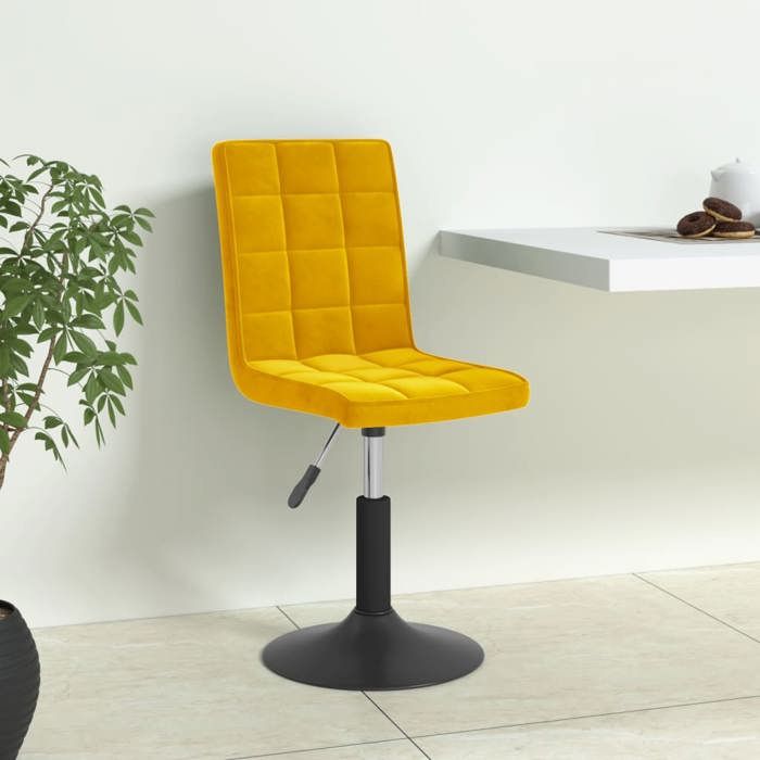 4 PCS Chaises de cuisine Jaune - Magnifique Chaises à manger Classique Pour salon pivotantes jaune moutarde velours 3682