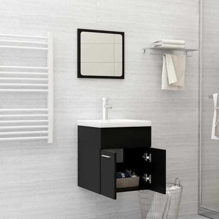 Ensembles Armoires de salle de bain - montage simplifié - Noir Aggloméré 41x38.5x46 cm L5401