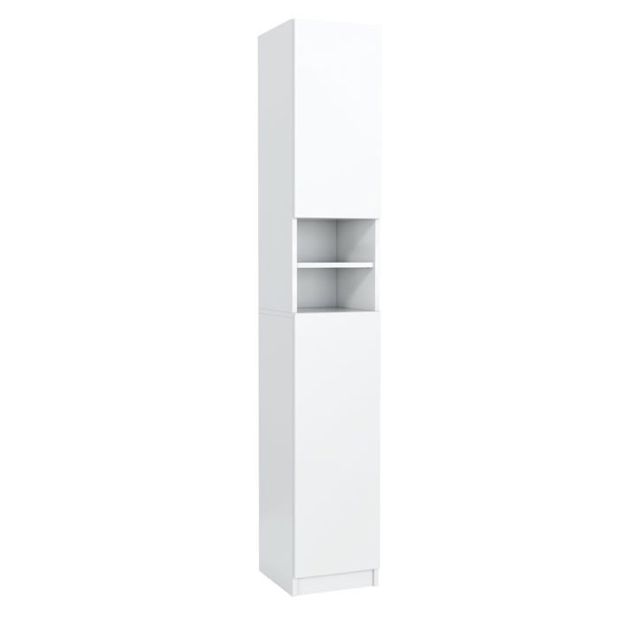MebLocker Colonne de Salle de Bain Blanche 180 cm – Meuble de Rangement Vertical avec 2 Portes 30x31x180 cm