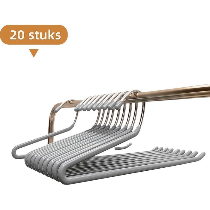 Cintre Pantalon En Z 20 Pièces Antidérapant En Acier Pas De Trace Solution De Rangement Pour Vêtements Gris