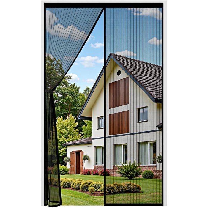 Virex® 110*230cmnoir Moustiquaire Porte Fenetre Aimantée Magnetique Rideaux Anti Mouches pour Porte Rideaux Toile Insect EcranM