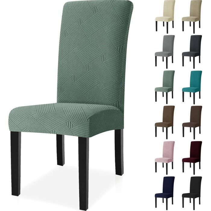 Housse de Chaise 6 Pièces Extensible Housse Chaise Salle à Manger Universel Housse pour Chaise Housses de Chaises Lavable Vert