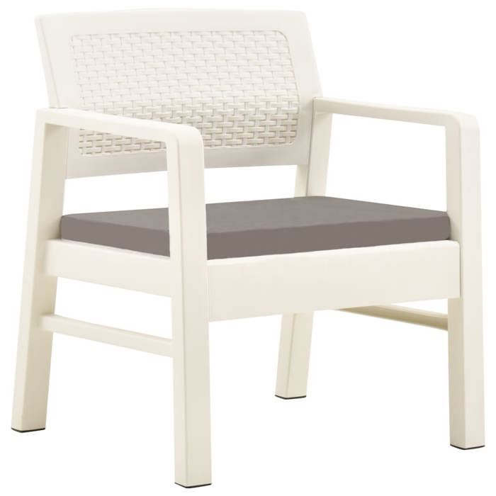 VD Salon de jardin 3 pcs Plastique Blanc Mobilier outdoor @EU20629BONE
