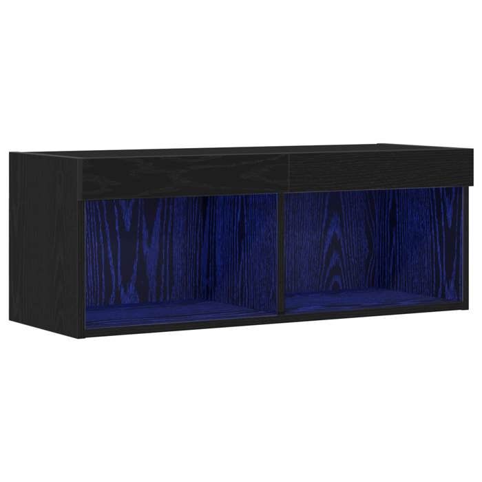 Ensemble meubles TV - vidaXL - meuble télé - bois dingénierie - chêne noir - 80 x 30 x 30 cm - 2 portes à charnières{rxp79m}