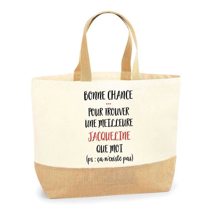 Sac cabas - PLANETEE - Jacqueline ça nexiste - Jute naturel - Imprimé en France - Grande contenance
