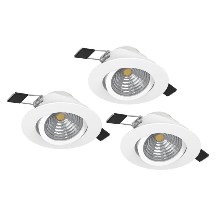 Lot de 3 spots LED encastrables Saliceto lampes de plafond dimmables à encastrer plafonniers ronds plats aluminium blanc blanc