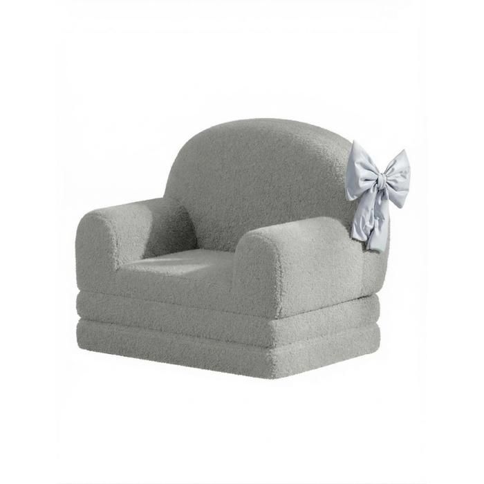 Canapé pour enfants– 2-en-1 Sherpa Moelleux Se Transforme en Lounger Idéal pour Tout-Petits/Salle de Jeux/Chambre-gris