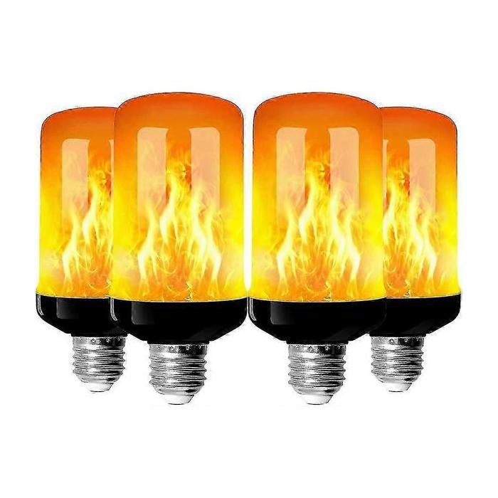 Lot de 4 ampoules LED effet flamme E27 4W 4 modes déclairage pour la décoration intérieure (maison jardin fêtes) - Idée cadeau