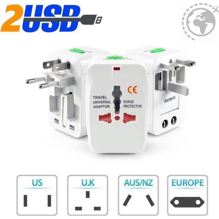 Power Adaptateur de voyage universel tout en un compatible avec plus de 150  pays entier au Royaume-Uni, au Japon, à la Chine aux États-Unis à l'Europe  au Royaume-Uni à l'Australie