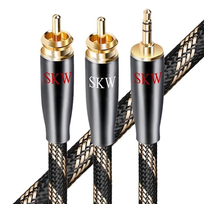 Audiophile Câble RCA Jack Audio Stéréo, câble Audio 3,5 mm mâle à 2