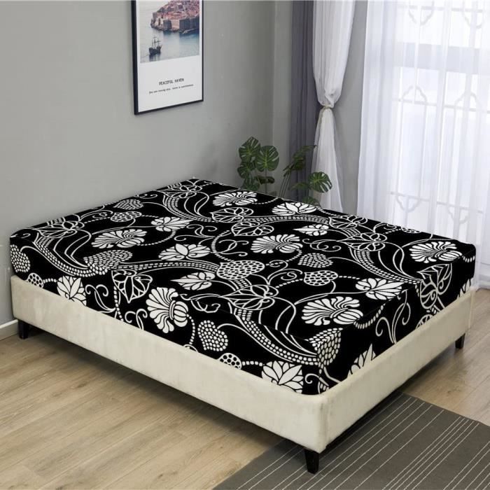 Drap Housse 90X190 Fleurs Colorées Impression 3D Microfibre Drap