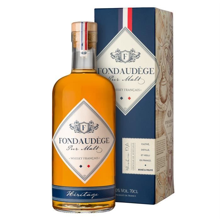 Fondaudège Whisky Français Pur Malt Héritage Origine France 70cl