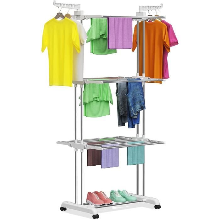 dududrz Schoir Linge sur roulettes Pliable Etendoir Linge en Acier