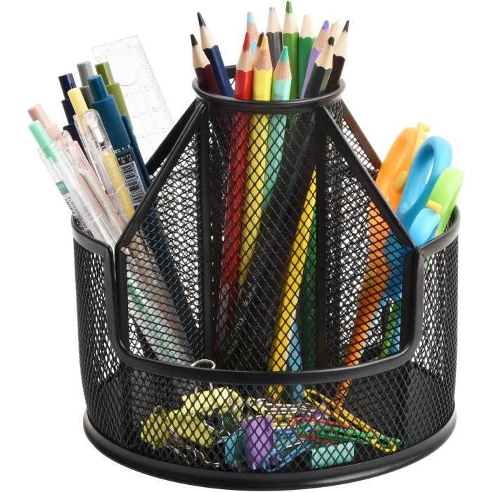 Organisateur De Bureau 7 Compartiments Avec Tiroirs - Porte-stylos Multifonction Rose | Pour Bureau, école, Maison