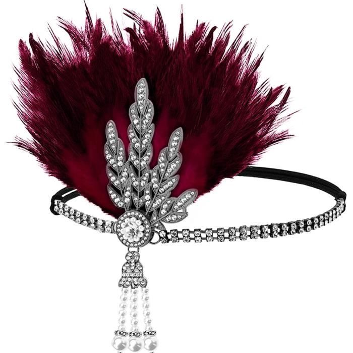 HESTYA Lot De 5 Accessoires Femme Années 1920 - Châle Paillettes, Plumes Synthétiques, Gants Longs Et Colliers - Style Gatsby Chic