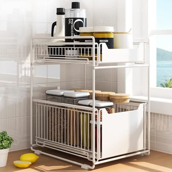 Organisateur De Cuisine Avec 2 Tiroirs Coulissants Support D Armoire organisateur-de-cuisine-avec-2-tiroirs-coulissants-support-d-armoire