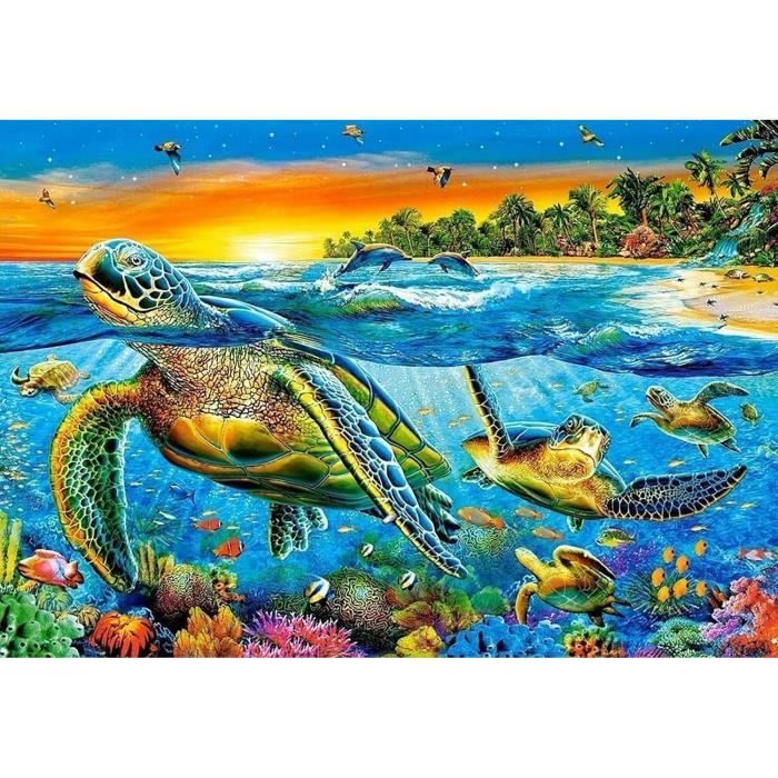Kit Peinture Diamant 5D Tortue Océan – Broderie Diamant Animaux Sous-marin 30x40 Cm Décoration Murale DIY