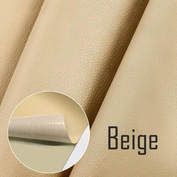 Patchs de Réparation - Cuir - Beige - 100x50cm - Autocollants pour Canapé et Chaise - Cuir PU