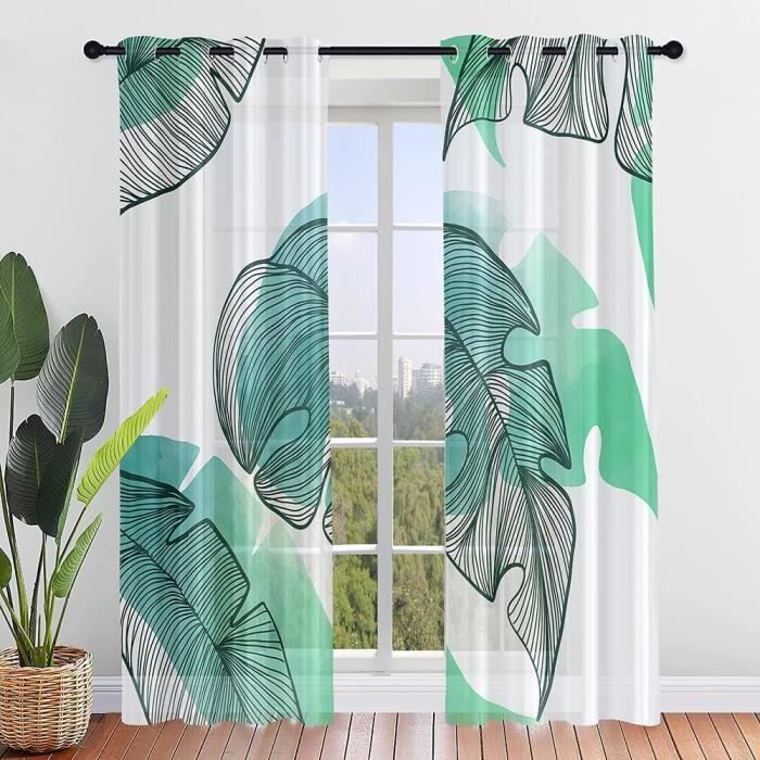 Hiseng Lot De 2 Rideaux Voilage À Oeillets, Wapiti Paysage Semi-Transparent Effet Voile