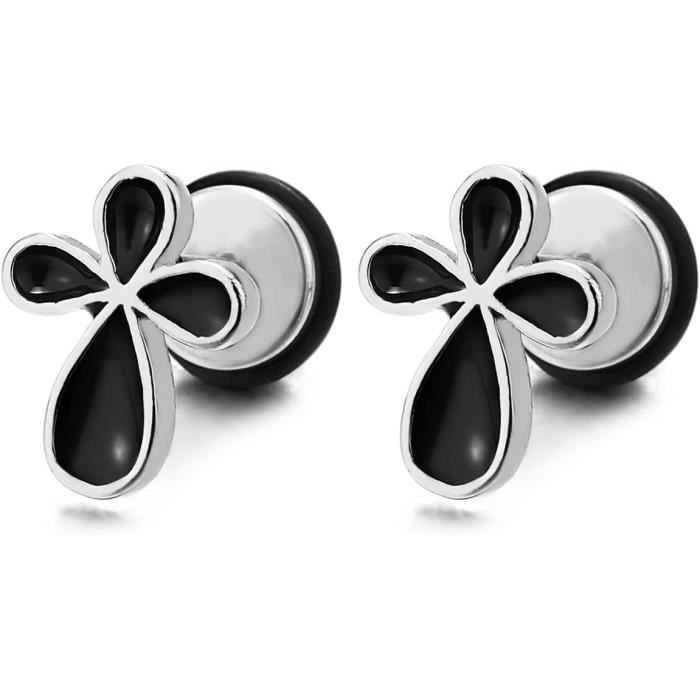 Lot De Boucles D'oreilles Crantage Tortue émail Noir - Or 10 Carats - Boîte De 10 - Style Animalier Mignon